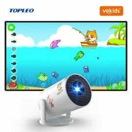Topleo Smart Projector for Kids Home Theater Projecteur Hy300 ultra Vekids Android 4k Mini Proyector Portable Projectorcolor: White