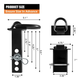 SALUINOKI 4Pack Trailer Stake Pocket D Rings Tie Downs Heavy Duty 18200lbs D-Ring Anchor 1/2 inch, Car Trailer Accessories Black