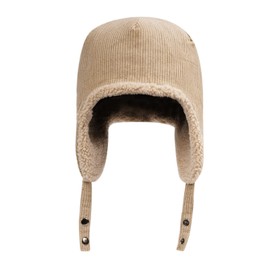 Croogo Ear Flaps Ushanka Snow Eskimo Hat Russian Trapper Hat Warm Corduroy Trooper Hats for Cold Winter Warm Hat,Beige-PL16