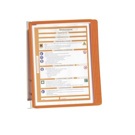 Durable Vario Wall 5 555109 Wall-Mounted Display Rack Orange with 5 A4 Display Sheets Orange