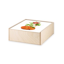 Fabulous Wooden Box - Fox Floral Botanical Collage Nature Flowers Vintage Illustration Rose Streetwear Zoomer (11 x 11 x 3.5 cm)