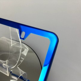 MotorVehicleParts Powder Coated Slim 4 Hole Candy Blue Stainless Steel License Plate Frame Holder