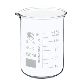 PATIKIL 150ml Low Form Glass Beaker, 3.3 Borosilicate Glass Graduated Printed Scale Measuring Cups with Spout for Kitchen Lab Liquids Transit Boiling