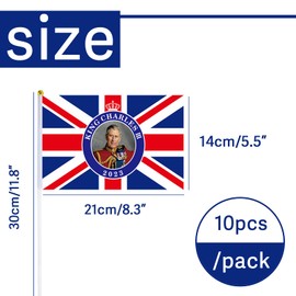 10pcs King Charles III Union Jack Coronation Souvenir Hand Wave Flags Desk Flag,Mini Pocket Flag Small Flags Hand Held Mini Flags for King Charles III Coronation Decorations,Street Party Supplie