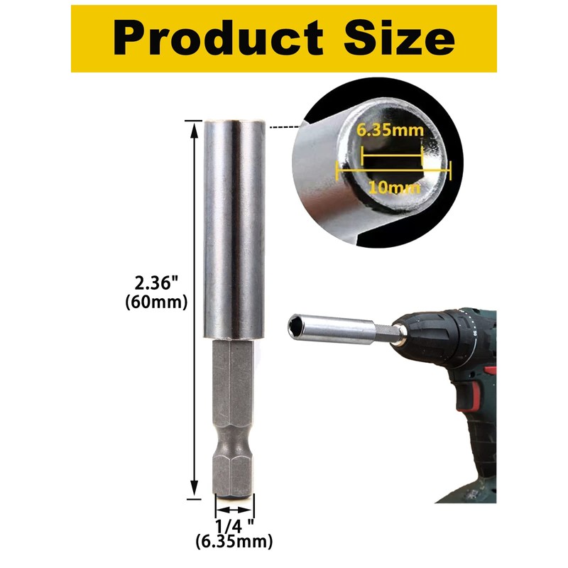 Rocaris 100 Pack Magnetic Extension Socket Drill Bit Holder 1/4"