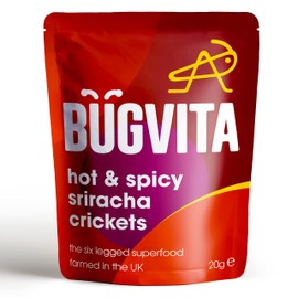 Hot and Spicy Sriracha Crickets | 20g | Farmed in the UK | Six-legged Superfood | Edible insects for human consumption