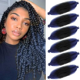 Springy Afro Twist Hair 18 Inch Afro Twist Hair 6Packs Pre Fluffed Marley Twist Braiding Hair Spring Twist Hair for Women (T/Blue#, 18 Inch)