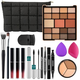 Kit de Maquillaje para Mujeres Niñas, Set de Maquillaje para Mujer, Incluye Paleta de Sombras de Ojos,Rizador de Pestañas, Esponja, Brocha, Lápiz para