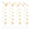 UNICRAFTALE About 50 Pcs 5 Sizes Flat Pad Earring Pin Studs 24K Gold Plated Earring Posts Brass Blank Earring Studs Flat Round Earring Findings with 50 Pcs Plastic Ear Nuts for Jewelry Making