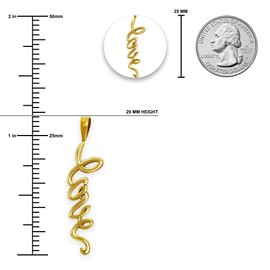 Charm America - Gold Vertical Love Charm - 10 Karat Solid Gold - Cursive Love Pendant