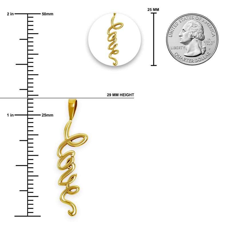 Charm America - Gold Vertical Love Charm - 10 Karat