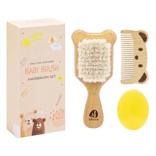 Laboos Baby Hair Brush and Comb Set for Newborns &