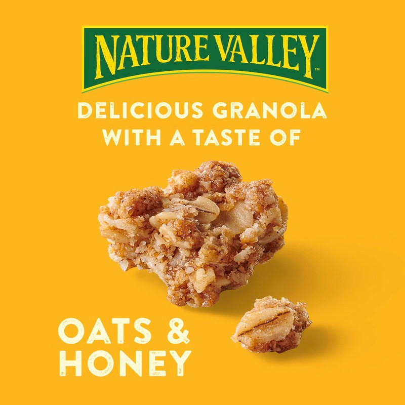 Nature Valley Crunchy Granola, Oats and Honey, Resealable Snack Pouch,