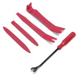 Generic 5PCS Auto Trim Removal Tool Kit, Car Interior Door Panel Clip Fastener Removal Set, No Scratch and No Marring Plastic Pry Tool Kit for Vehicle Dash Radio Audio Installer (Red)