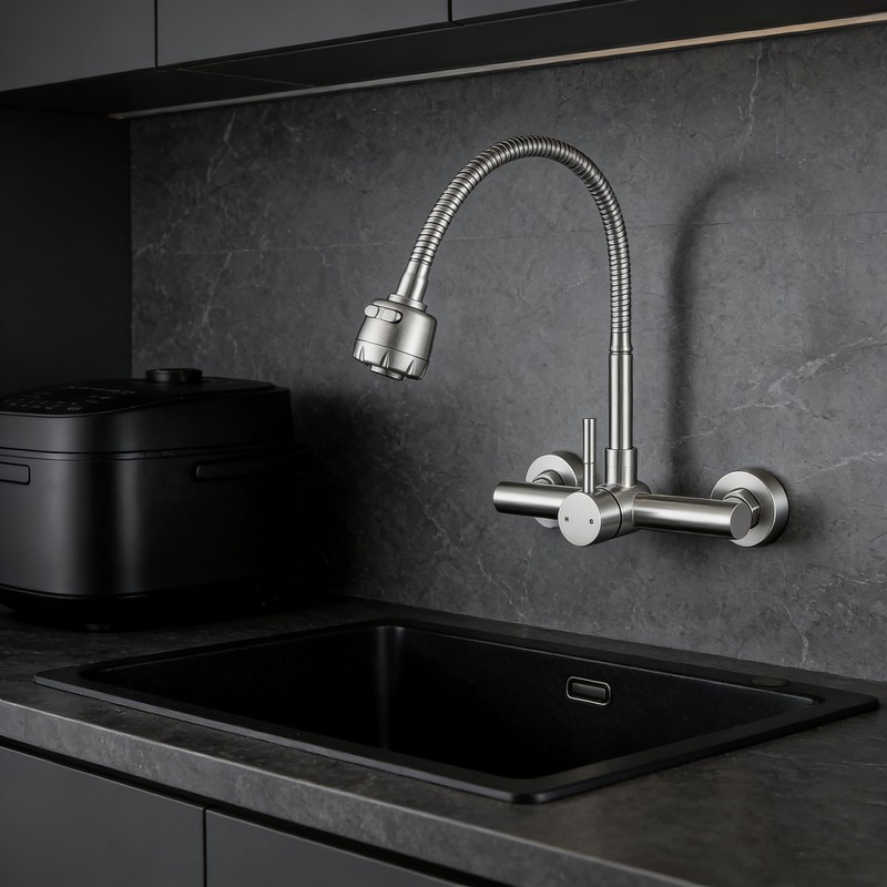ZHYICH Wall Mount Kitchen Sink Faucet 8 Inch Center with