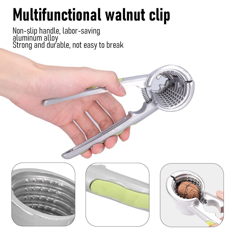 Multifunctional Walnut Nut Pliers, Metal Nut Cracker Opener with Walnut