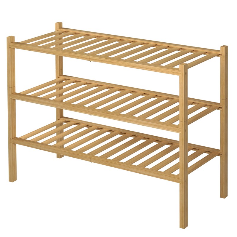 ROMGUAR CRAFT 3 Tier Bamboo Shoe Rack for Closet Free
