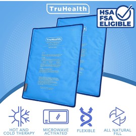 TruHealth Reusable Gel Ice Packs - Back & Hip Cold Packs for Injuries, Contoured Shoulder & Knee Ice Wrap, Extra Large, Blue, Set of 2