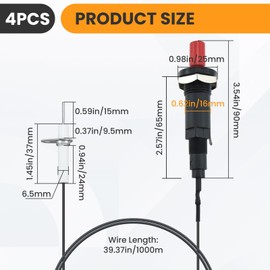 DALQUIS Grill Igniter Replacement, 4-Pack Universal Propane Push Button Piezo Igniter Kit for Gas Grill, Range, Firepit, Heater, Stove Spaker Generator Ignition Set (39" Length)