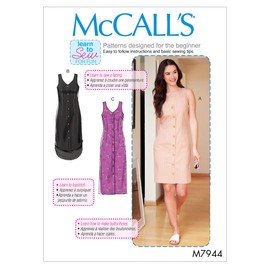 McCall's Patterns McCall's M7944RR Learn to Sew Women's Sleeveless Button Up Dress Sewing Patterns, Plus Sizes 18W-24W Sewing Pattern, Paper, White, Various Sizes