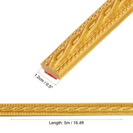 QUARKZMAN Abzieh- und Klebeleistenverkleidung für Wände 0,5" x 16 ft Spiegelverkleidungsleiste Selbstklebende Wandverkleidungsstreifen Tapetenbordüre für DIY- und Wandsockel, Gold