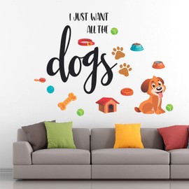 StickMe 'I Just Want All The Dogs - Decorative - Creative - Colorful - Wall Sticker ' -SM220 (Multi Colour, Vinyl - 75cm X 100 cm)