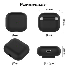 Upgrade AirPods 3 Case, Silicone Skin Cover, Ultrathin 1.5mm, LED Visible (Black)