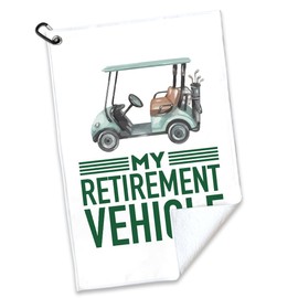 rofiowa My Retirement Vehicle Polyester and Cotton Blend Printed Golf Towel, Funny Golf Accessories for Men Women, Golf Gift for Golf Fan Dad Grandpa, Golf Lover Retirement Birthday Gift