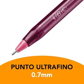 BIC Bolígrafo Cristal Punto Ultra Fino 0.7mm Trazo Ultrasuave y Preciso Ideal para Anotar Detalles Letra más Legible 10 Piezas