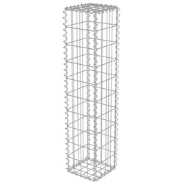 vidaXL Gabion Basket with Lids, Galvanised Steel Gabion Wall, Rectangular Gabion Cage for Garden, High Load Capacity, 7.9"x7.9"x39.4"