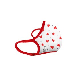 Zitto Nasenschutz Mund waschbar mit Kinderfilter mit weißen und roten Herzen