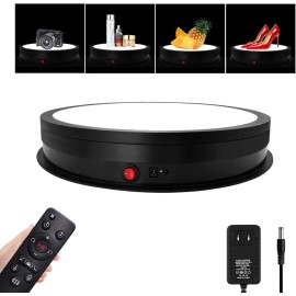 3 Color LED Light Base Non-Slip Rotating Display Stand, 110Lbs Load,Remote Control(16.5inch /Black/Wired)material: plastic, size: 16.5*16.5*2.7in, Color: Black
