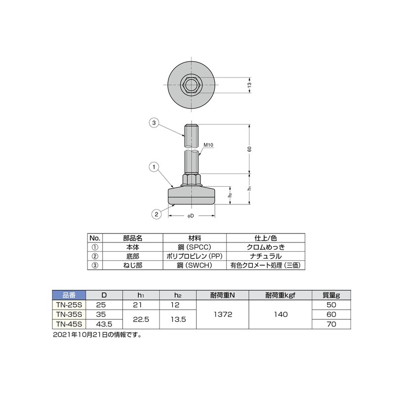 スガツネ工業 ランプ印 アジャスター TN-S型 TN-35S
