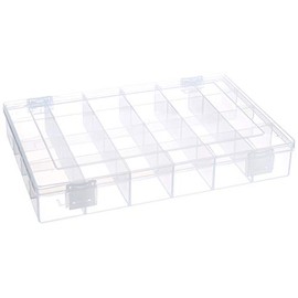 hünersdorff Sortimentskasten PP-Classic mit 24 Fächern | stabile Sortierbox für Schrauben und andere Kleinteile | feste Facheinteilung | 22,5 x 33,5 x 5,5 cm, transparent