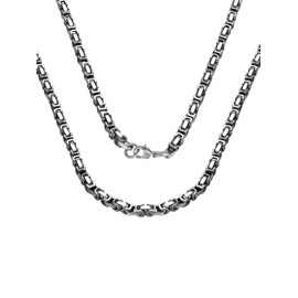 ChainsPro Byzantine Chain for Men Women Byzantine Chain Necklace Stainless Steel 4 mm Wide Jewellery Silver/Gold-Plated/Black Colour, Stainless Steel