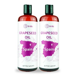 Nature Packaged Grapeseed Carrier Oil (16 oz) - Pure Grapeseed oil for Skin - 100% Pure Carrier Oil for Hair, Face, and Skin - Direct from EIR Oils in the Beautiful Spanish Countryside - 2 Pack