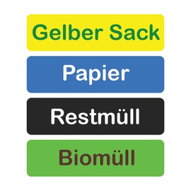 Laminated Bin Stickers (German, Rectangular: 11 cm Wide, Pack of 4)