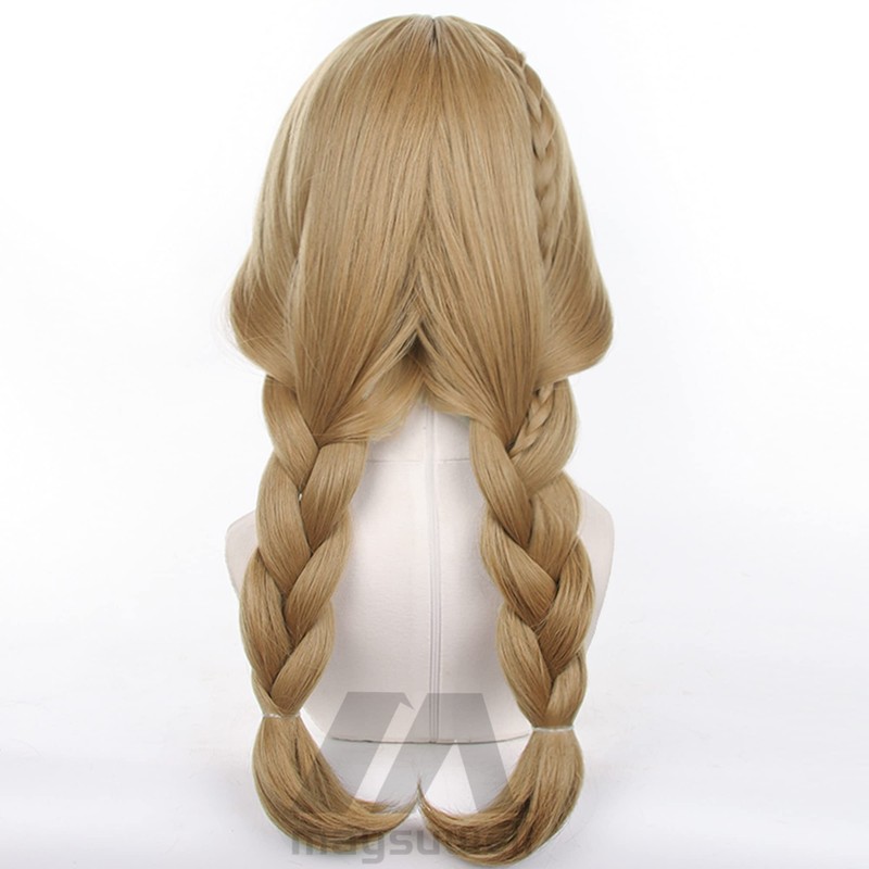 Brow Double Braid Long Cosplay Wig with Bangs Heat Resistant