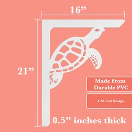 JennyGems Turtle Mailbox and Decorative PVC Porch Bracket, Mailbox Decor for Outside, Beach Coastal Theme, 21 Inch, Made in USA