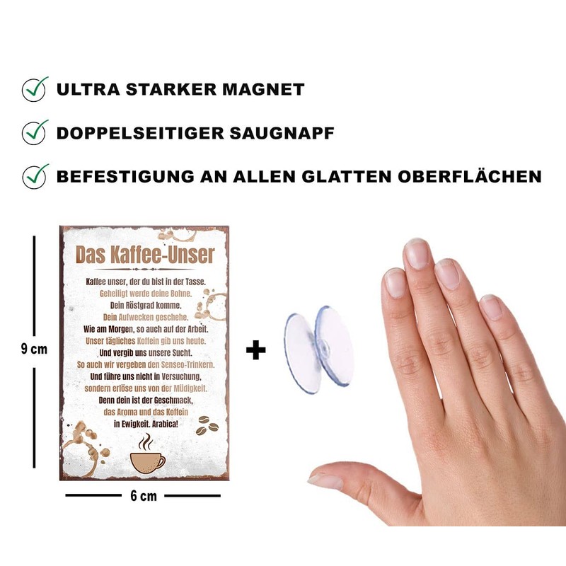 schilderkreis24 Funny Saying "Das Kaffee Unser" Magnet Coffee Decoration Fridge