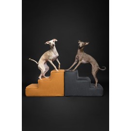 Noah & Paw Dog Stairs, Dog Ramp for Bed (17" Extra Wide) Pet Stairs for High Bed, Design to Fit Small and Large Breeds, Durable 4 Pet Steps for Couch (35 Foam Density) Leather Collection