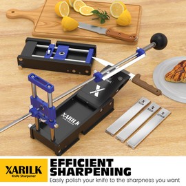 XARILK Foldable Portable Knife Sharpening System, Adjustable Knife Sharpener Kit with 3 PCS Aluminum Plates Diamonds (320#, 800#, 2000#), Blade Flips Without Removal, for Hunting, Kitchen Knives