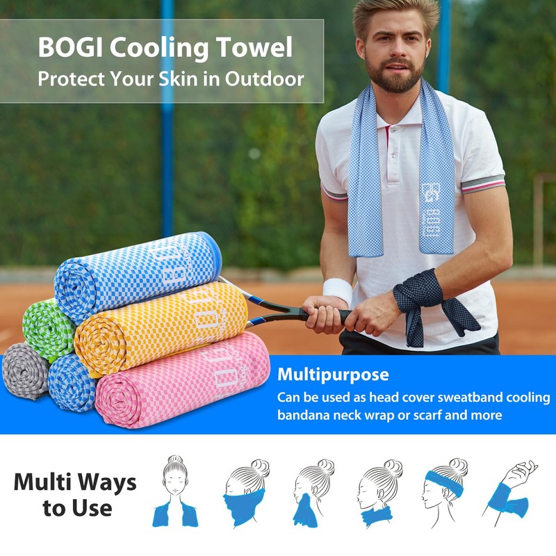 Cooling Towels for Neck and Face, 6 Pack 40"x12" Ice