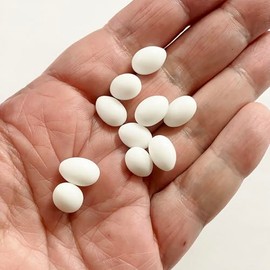 M01605-White MOREZMORE 10pc Miniature Eggs White 1:6 Scale Food 12mm for Puppet Set Doll Dollhouse Diorama Mini Eggs
