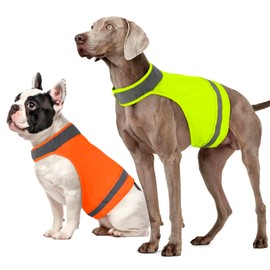 BiPawTi 2 PCS Hi Vis Reflective Dog Vest for Hunting, High Visibility Dog Safety Vest for Outdoor Activity Day and Night, Keep Dogs Visible, Dog Coat for Night Walking,Hunting - Bright Orange&Green, S