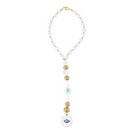 DELORIGIN Evil Eye Car Hanging Ornament, Gold Lucky Evil Eeye Decor Accessories Evil Eye Beaded Decor Heart Door Handle hangings for Rearview Mirror Window Car Home Door Frame Balcony Keychain