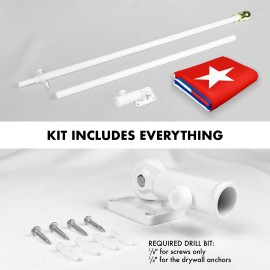 UD_G128 Combo Pack: 6 Feet Tangle Free Spinning Flagpole (White) Cuba Cuban Flag 3x5 ft Printed 150D Brass Grommets (Flag Includ