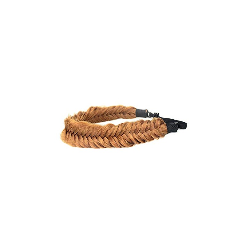 BOBIYA Wide Fishtail Synthetic Hair Braids Headband, Classic Braided Headband,