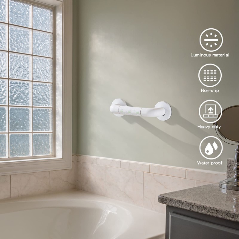Straight Stainless Steel Shower Grab Bar with Plastic-Plated Finish, Anti-Slip