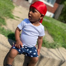 Bebé durag 2 paquetes de niños durags para niños recién nacido sedoso durag para niños de satén do rag doo rag, Negro + Verde, Talla Del Bebé